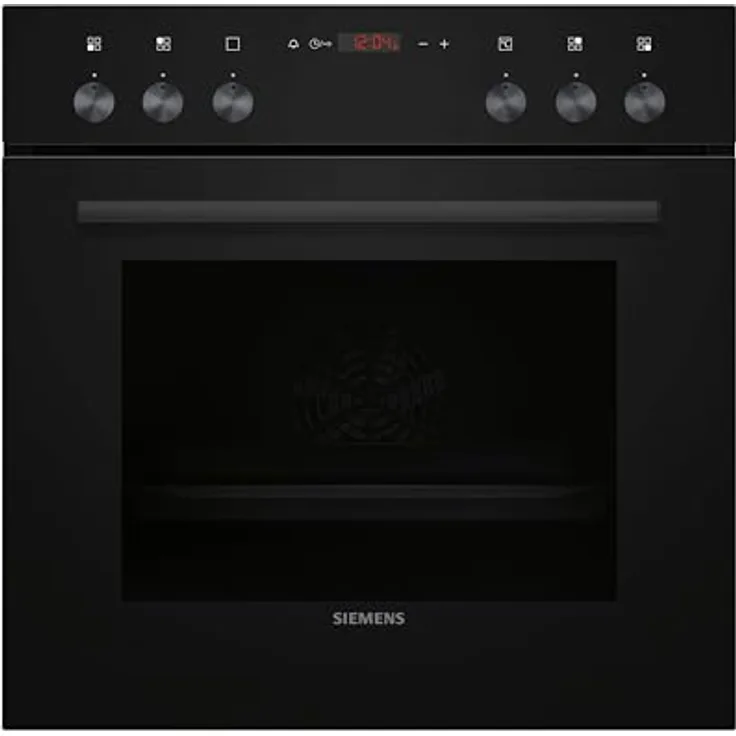 SIEMENS iQ100, Einbau-Herd 60 x 60 cm, Schwarz, Edelstahl, 3D Heißluft und Schnellaufheizung