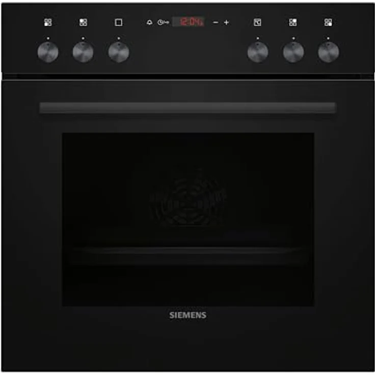 SIEMENS iQ100, Einbau-Herd 60 x 60 cm, Schwarz, Edelstahl, 3D Heißluft und Schnellaufheizung – Bild 1