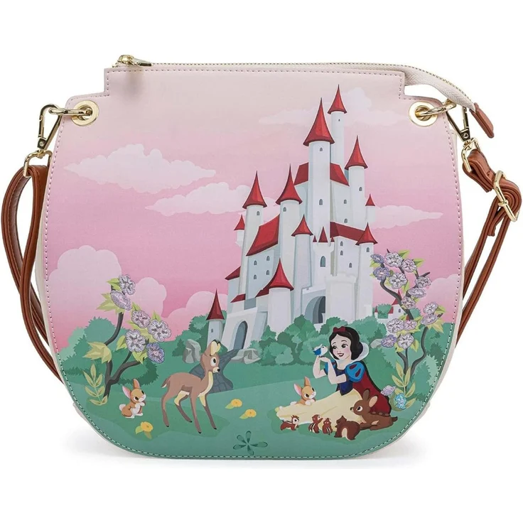 Loungefly Disney Snow White Castle, Damen Handtasche mit verstellbarem Schulterriemen, rosa