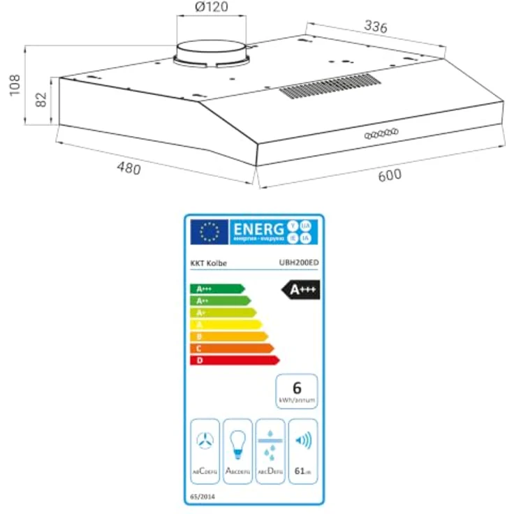 KKT KOLBE Unterbau-Dunstabzugshaube Flachschirmhaube UBH200ED, 60 cm Edelstahl silber, Abluft- und Umluftbetrieb, LED-Beleuchtung, 3 Leistungsstufen – Bild 7