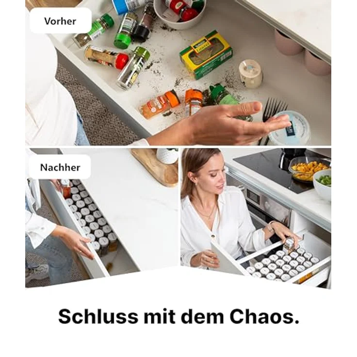 Deco haus® Gewürzgläser eckig, 24er Set mit Schraubkappen, lebensmittelecht, luftdicht, inkl. Etiketten & Streueinsatz – Bild 4