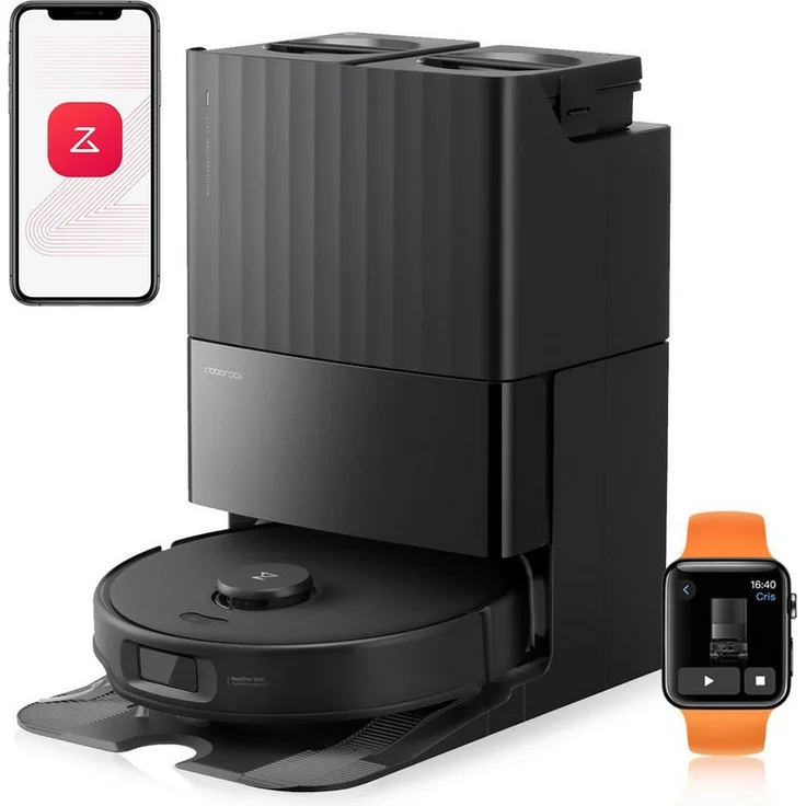 Roborock Qrevo Edge S5A, Saugroboter mit 18500Pa Saugkraft, Wischfunktion, Dual Anti-Tangle-System und 75°C Heißwasser-Moppwäsche
