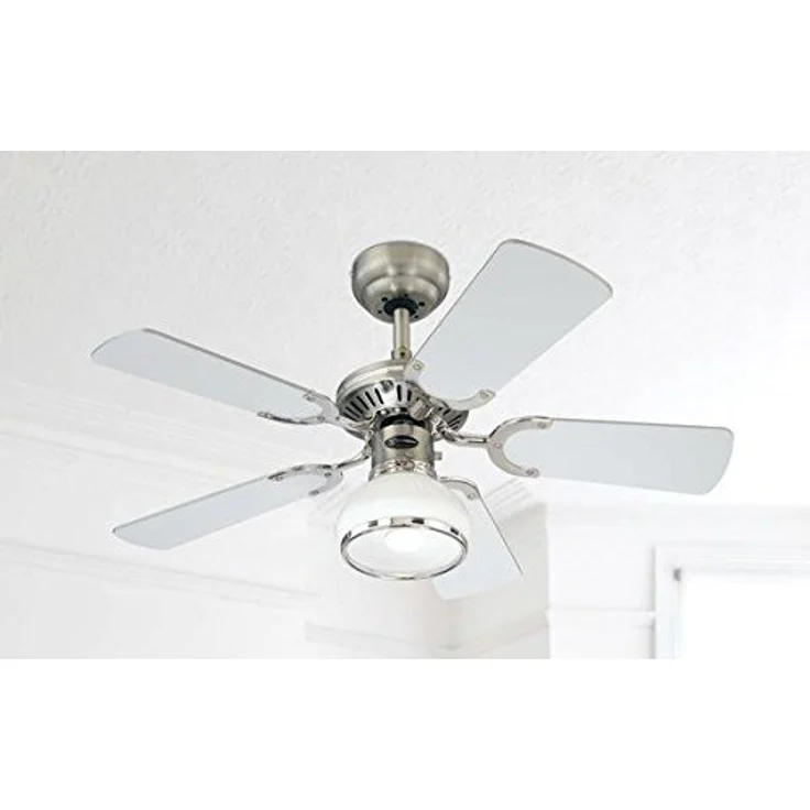 Westinghouse Lighting Deckenventilator, E27, Ausführung in dunklem Zinn|Chrom mit Wendeflügeln in Wengue|Weiß – Bild 5