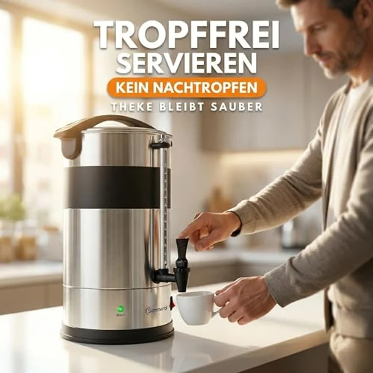 Sommertal Gastro Kaffeemaschine 15L / 100 Tassen, Filterkaffeemaschine mit Warmhaltefunktion und Beschriftungsfeld – Bild 4