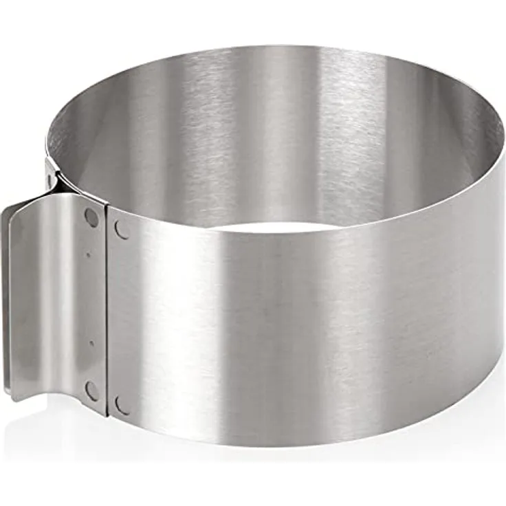 wenco Tortenring verstellbar 16-30 cm, 8 cm hoher Kuchenring aus Edelstahl, hitzebeständig bis 180°C, rostfrei, silber, spülmaschinengeeignet