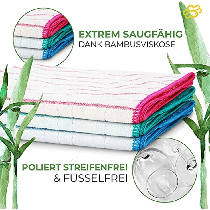 Muxel Bambus Tücher - Bambus Geschirrtücher - Extra saugfähiges Putztuch - Weiche Bambuslappen zum Polieren, Abtrocknen & Wischen - Nachhaltige Bambus Allzwecktücher (10) – Bild 3