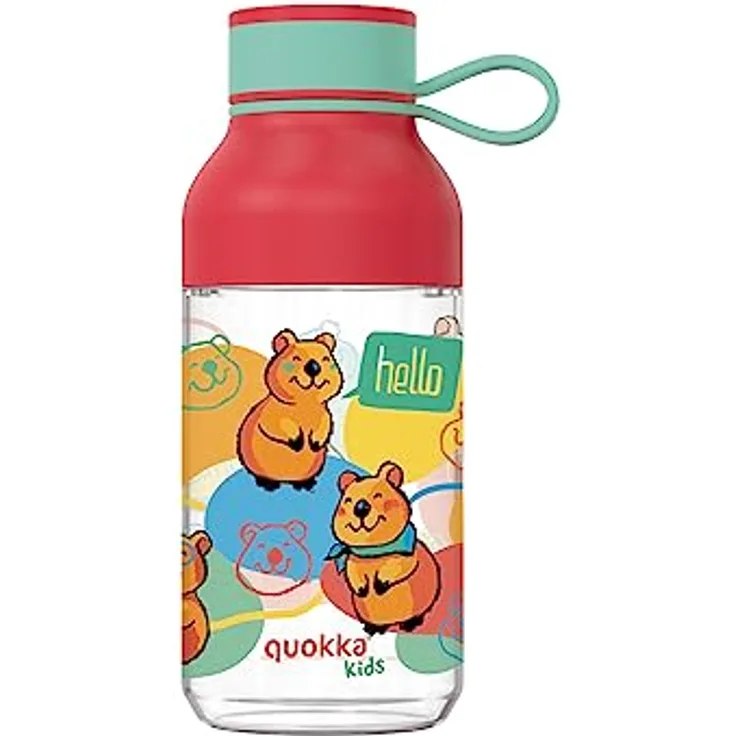 QUOKKA KIDS ICE HAPPY QUOKKA | FLASCHE AUS ECOZEN MIT EDELSTAHL-AUFHÄNGER 430 ML