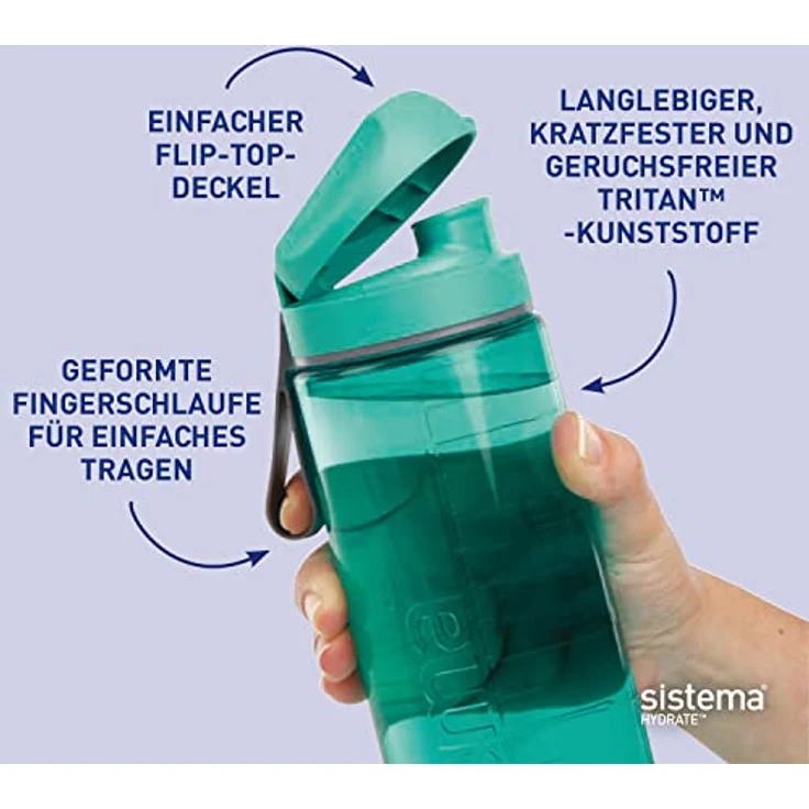 Sistema Feuchtigkeit Tritan Swift Flasche, 600 ml, Plastik, Sortiert, 9 x 7.3 x 10.9 cm – Bild 5