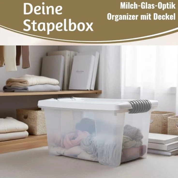 LS-LebenStil Stapelbox 30x20x15cm, transparente Aufbewahrungskiste mit Deckel, stapelbar, 5-7 Liter Volumen – Bild 3