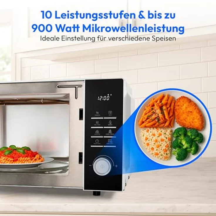 MEDION Mikrowelle MD12231, 3-in-1 mit Grill und Heißluftfunktion, 25L, 900W, hell grau [MODELL 2025] – Bild 4