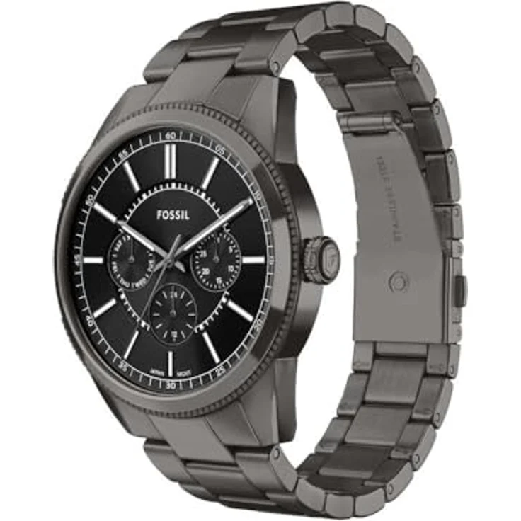 Fossil Quarzuhr PEARSON FS6136, Herrenuhr mit anthrazitfarbenem Edelstahlarmband, analog, Tages- und Wochentagsanzeige, schwarzes Sunray-Zifferblatt – Bild 3