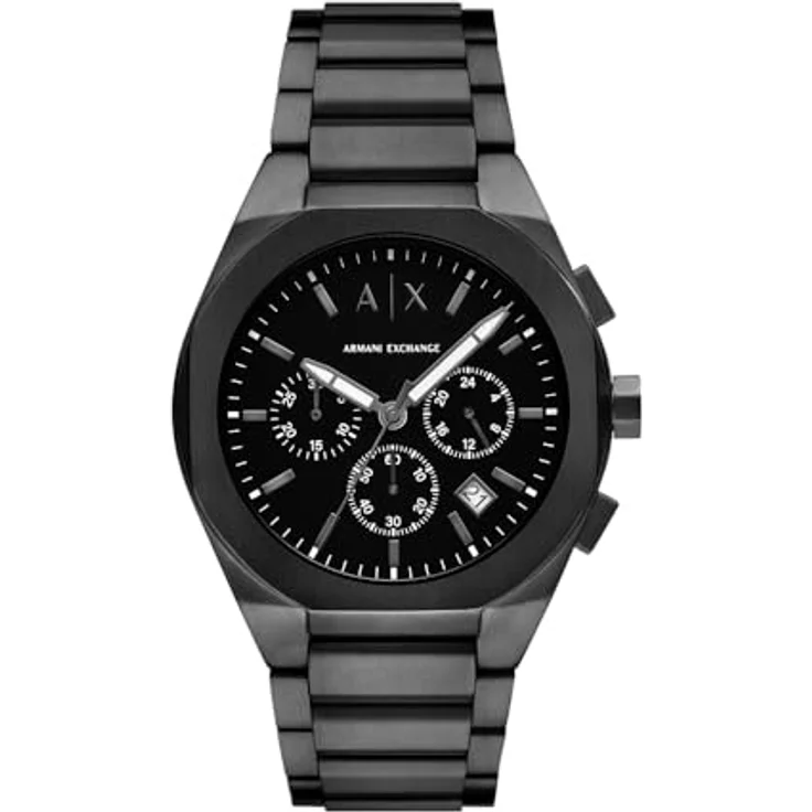 Armani Exchange Herren Analog Quarz Uhr mit Edelstahl Armband AX4183, 42 mm Gehäuse, Chronograph-Anzeige, schwarz – Bild 1