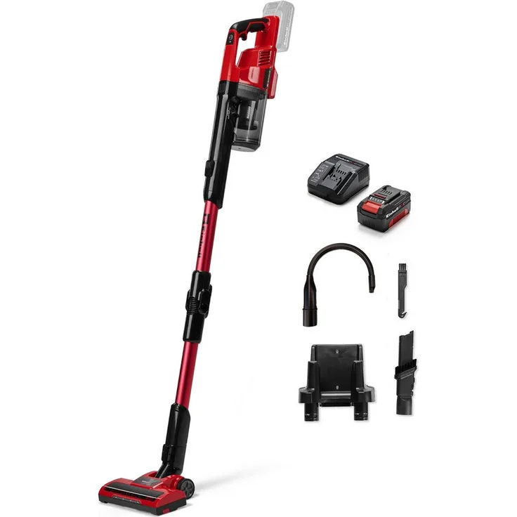 Einhell Akku-Stielstaubsauger TE-SV 18 Li-FLX, beutellos mit 4,0 Ah Akku und Ladegerät, inkl. motorisierte Bürste und flexible Fugendüse