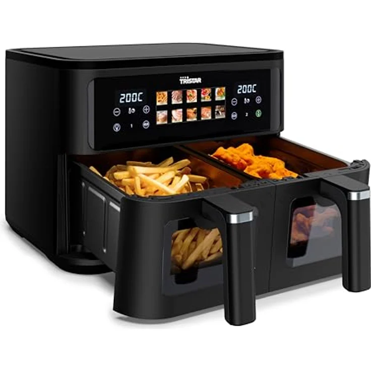 Tristar Fritteuse FR-9075, Doppel-Heißluftfritteuse mit 9 Litern Kapazität, 2500 Watt Leistung und digitalem Steuerfeld – Bild 5