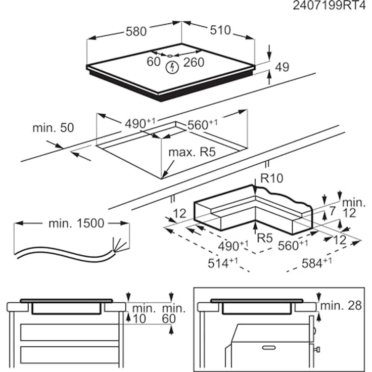 AEG Induktions-Kochfeld Serie 5000 TO64ICOFIT, Kratzresistente SaphirMatt SE-Oberfläche, 4 Kochzonen, Made in Germany, Bräterzone – Bild 15