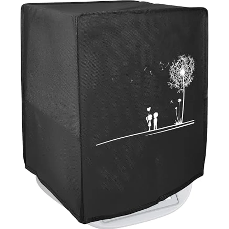 kwmobile Hülle für Thermomix TM5/TM6 mit Varoma, Abdeckhaube in Weiß Schwarz Pusteblume Love, robustes Polypropylen, schützend vor Staub und Schmutz – Bild 1