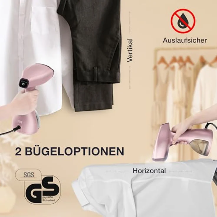 Lebenlang Dampfbügeleisen Steamer Dampfglätter, 1500W, <30 Sekunden Aufheizen, 300ml Wassertank, inkl. Bügelhandschuh, desinfiziert 99,9% der Bakterien – Bild 4