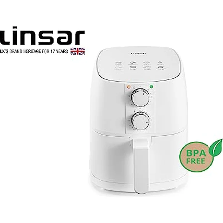 Linsar Heißluftfritteuse 4L, 1400 W, manuelle Bedienung über 2 Drehregler, fettfreies Frittieren und Backen – Bild 2