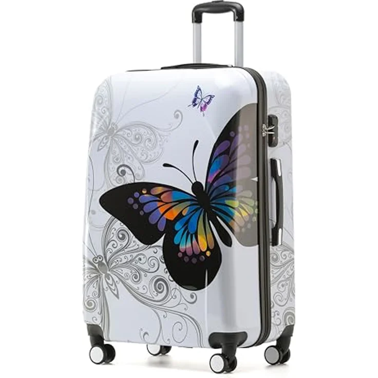 BEIBYE Butterfly 2060, 4-tlg. TSA-Reisekoffer Set, robustes Hartschalen-Kofferset mit Handgepäck und Beautycase, 360° drehbare Rollen, Schwarz – Bild 2
