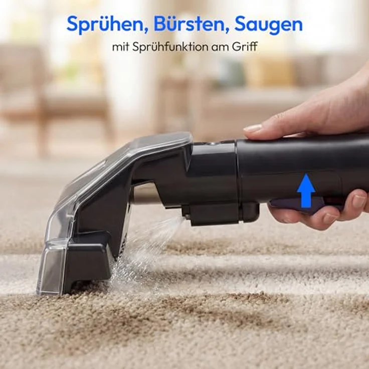 MEDION MD100122 Polsterreiniger Waschsauger, Nasssauger für Teppiche und Autositze, grau, 750 W, mit Frisch- und Schmutzwassertank, Fenster-Aufsatz – Bild 6
