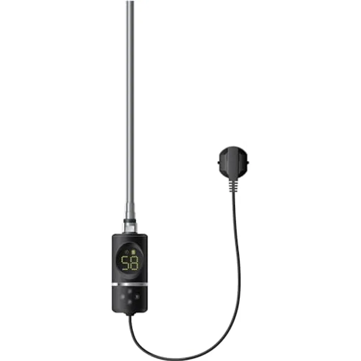 LuxeBath Heizstab 600W Schwarz, Heizgerät mit Thermostat und digitaler Anzeige