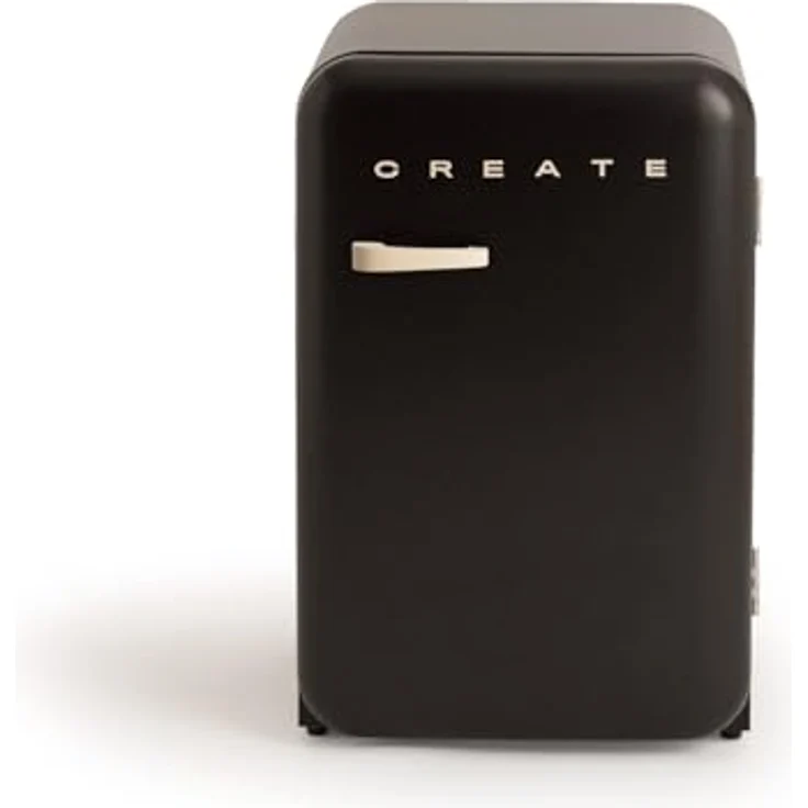 CREATE Retro Fridge 83.5, Kühlschrank im Vintage-Stil mit 92L Volumen, Schwarz mit Sand-Griff, 2 Ablagen, Temperaturregler, Flaschenhalter, 56x54x84cm – Bild 1