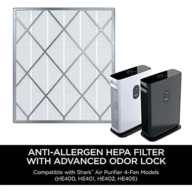 Shark HE400 Anti-Allergen-Hepa, mit fortschrittlicher Geruchssperre, Luftreiniger 4 (HE401 & HE402), Grau, Borosilikat, Weiß – Bild 3
