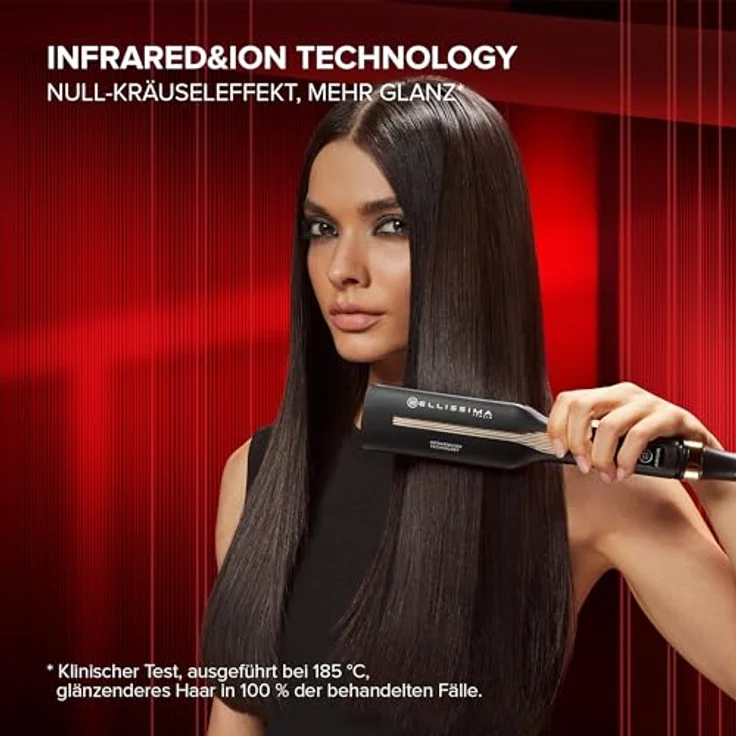 Bellissima Infrarot-Glätteisen, 4 Heizelemente, Keramik- und Keratinbeschichtung, 4 Temperaturen, flexibles Glätteisen, abgerundetes Design, schnelle Erwärmung, Beauty Bag – Bild 3