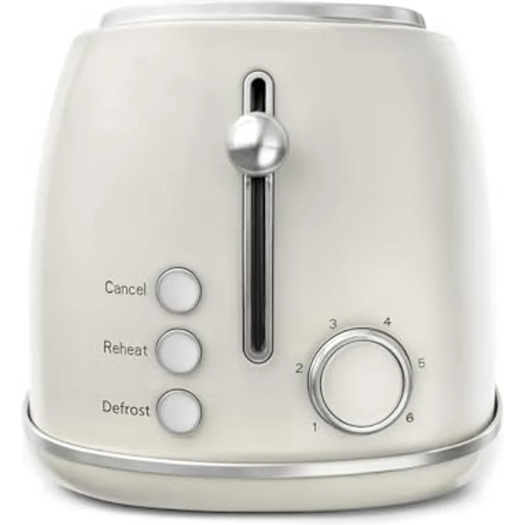 SWEISS Toaster GRV8 Vintage, 2 Schlitze, 6 Leistungsstufen, Baguett-Funktion, beige, 1500 W, mit Krümelschublade und Bambuszange – Bild 4