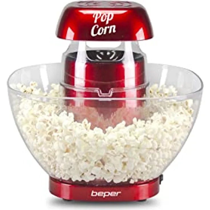 BEPER P101CUD052 Popcornmaschine Heißluf - Popcorn Maschinen mit abnehmbarer Popcornschüssel ohne Fett und Öl
