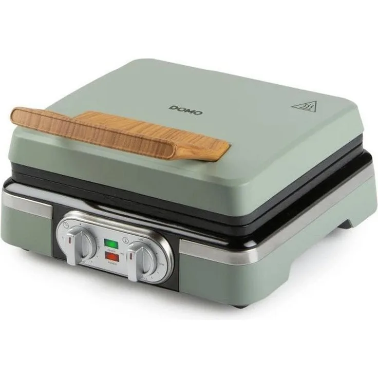 Domo DO9279W, Waffeleisen mit tiefen Backplatten für belgische Waffeln, PFAS-freie Antihaftbeschichtung, individuell einstellbares Thermostat, grün