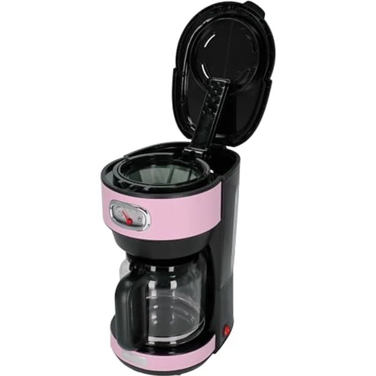 Westinghouse Kaffeemaschine Retro-Design, Filterkaffeemaschine für bis zu 10 Tassen, Permanentfilter, Glaskanne, Tropfschutzsystem, Warmhaltefunktion, Brühvorgang-Anzeige, Abschaltautomatik, pink – Bild 2