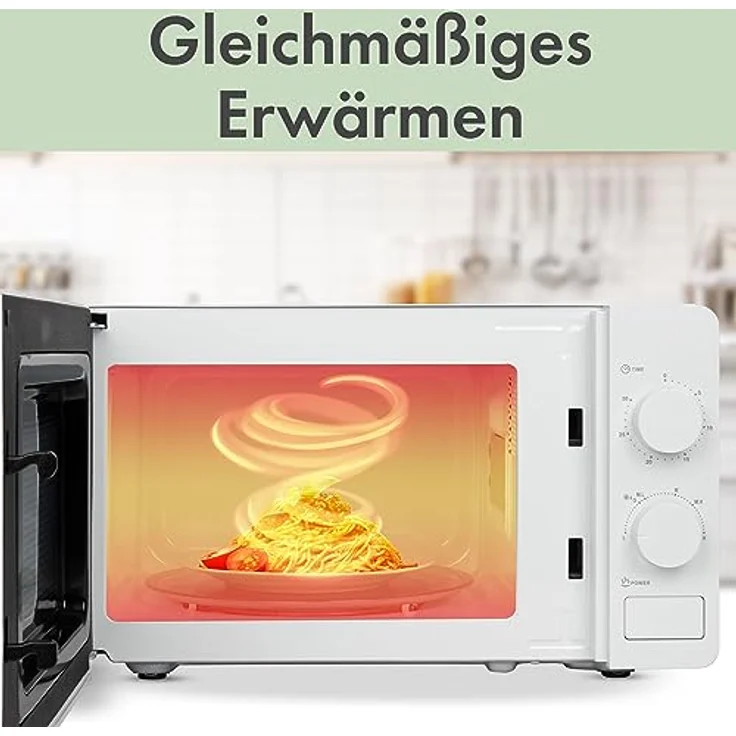 Clatronic MW 791 Mikrowelle, Standgerät, 700 Watt, 20 Liter Garraum, 30-Minuten Timer mit Endsignal, 6 Leistungsstufen- Garraumbeleuchtung, weiß – Bild 3