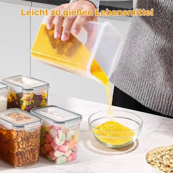 YASHE Vorratsdosen Set, luftdicht, 10 x 1.5L, BPA-freier Kunststoff, mit wiederverwendbaren Etiketten und Löffeln – Bild 7