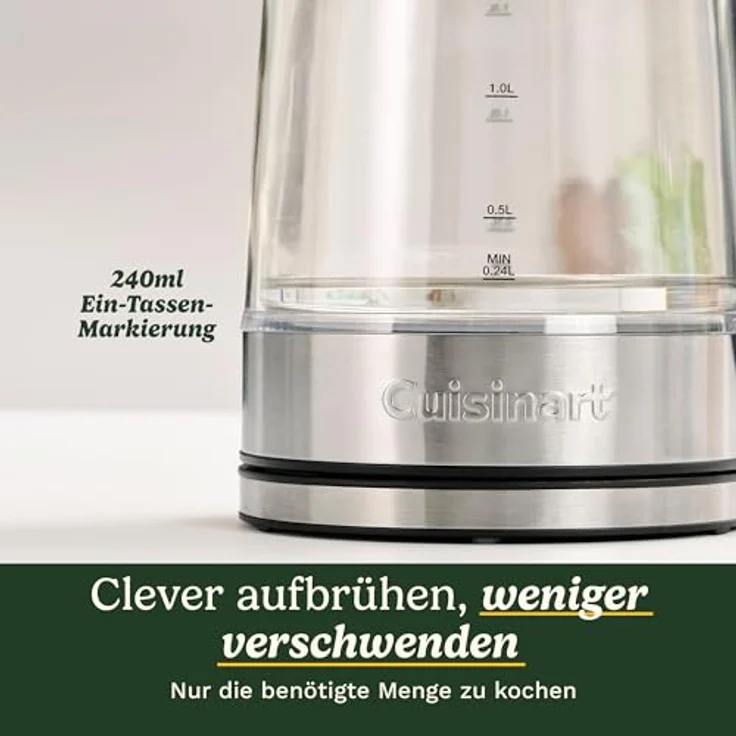 Cuisinart 1,7L Glas-Wasserkocher mit variabler Temperaturregelung, 3KW Schnellkochfunktion, Cool-Touch, tropffreier Ausguss, 360°-Drehbasis, BPA-frei, doppelwandiges Design – Bild 3