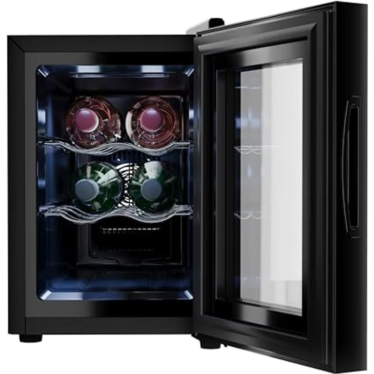 Tristar Thermoelektrischer Weinkühlschrank Grande Saignée WR-7506, für 6 Flaschen, leise, Glastür, 3 Ebenen, LED-Touch-Screen, Innenbeleuchtung – Bild 3