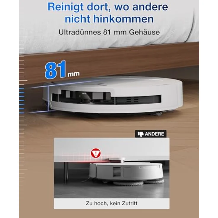 ECOVACS DEEBOT T50 Omni Saugroboter mit Wischfunktion, 15.000 Pa, ZeroTangle 2.0, All-in-One Station, weiß – Bild 2