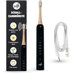 Smyle Schallzahnbürste mit Sensor – 3 Monate Akkulaufzeit, 5 Putzmodi, wasserdicht und intelligente Timer-Funktion (Schwarz) – Elektrische Zahnbürste mit lebenslanger Garantie