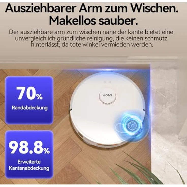 JONR P20 Pro Saugroboter mit Wischfunktion und Hubmop, 8000Pa All-in-One Reinigungsstation, Hindernisvermeidung, Adaptive Kantenreinigung, Heißlufttrocknung – Bild 2