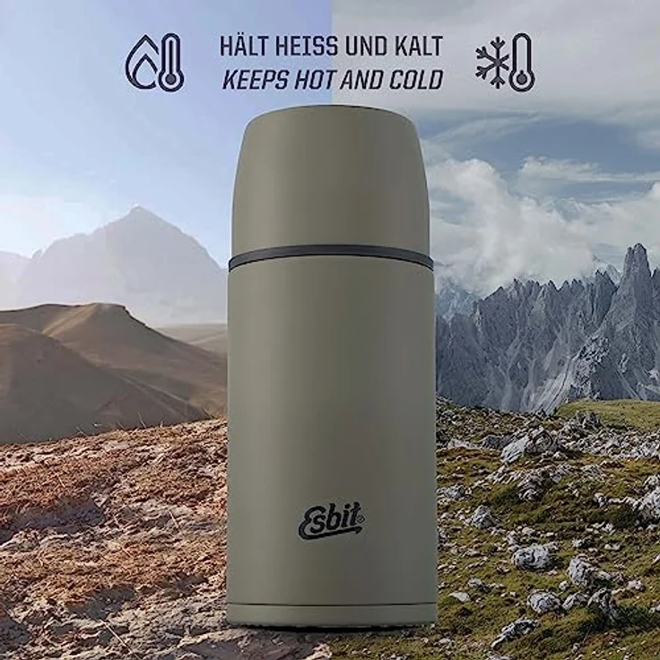 Esbit Isolierflasche | Edelstahl | BPA-Frei | Schwarz, Oliv, Weiß | 1L & mehr | Reise, Outdoor, Angeln | Tee, Kaffee – Bild 5