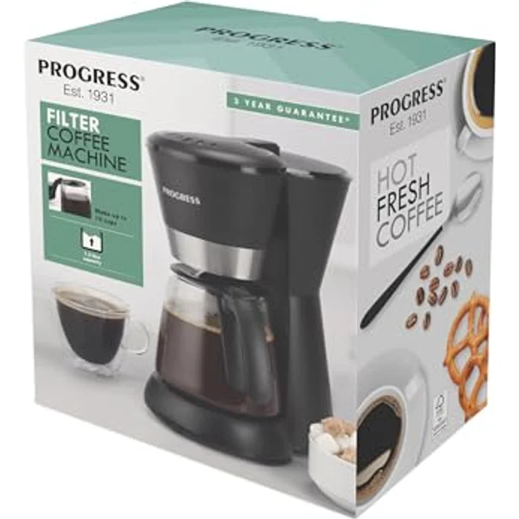 Progress EK6160PVDE Filterkaffeemaschine, 10 Tassen, Schwarz mit Warmhaltefunktion und wiederverwendbarem Filter – Bild 3