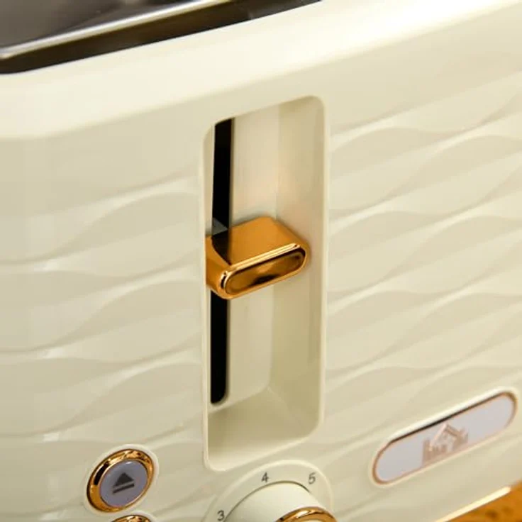 HOMCOM Wasserkocher-Toaster-Set, 1,7 L und 4-Scheiben-Toaster, präzise Temperaturregelung, beige – Bild 9