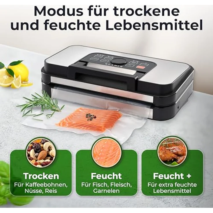 KLAMER Premium Vakuumiergerät für Lebensmittel - doppelte Versiegelungsnaht (silber) – Bild 3