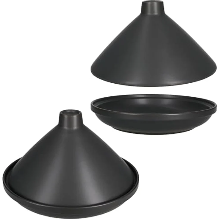 MamboCat Tajine, Schmorform aus matt schwarz Steingut mit Deckel, 24 cm, für Ofen bis 200 °C, ideal zum Garen und Servieren von Tajine-Gerichten – Bild 4