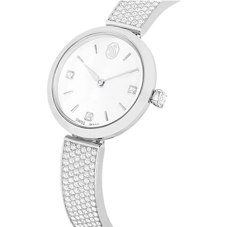 Swarovski Illumina Uhr, Schweizer Produktion, Metallarmband, Silberfarben, Edelstahl, mit 210 Kristallen – Bild 3