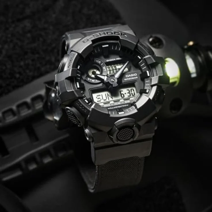 Casio Watch GA-700BCE-1AER, Sportliche Analog-Digitaluhr in Schwarz Textil Band – Bild 5