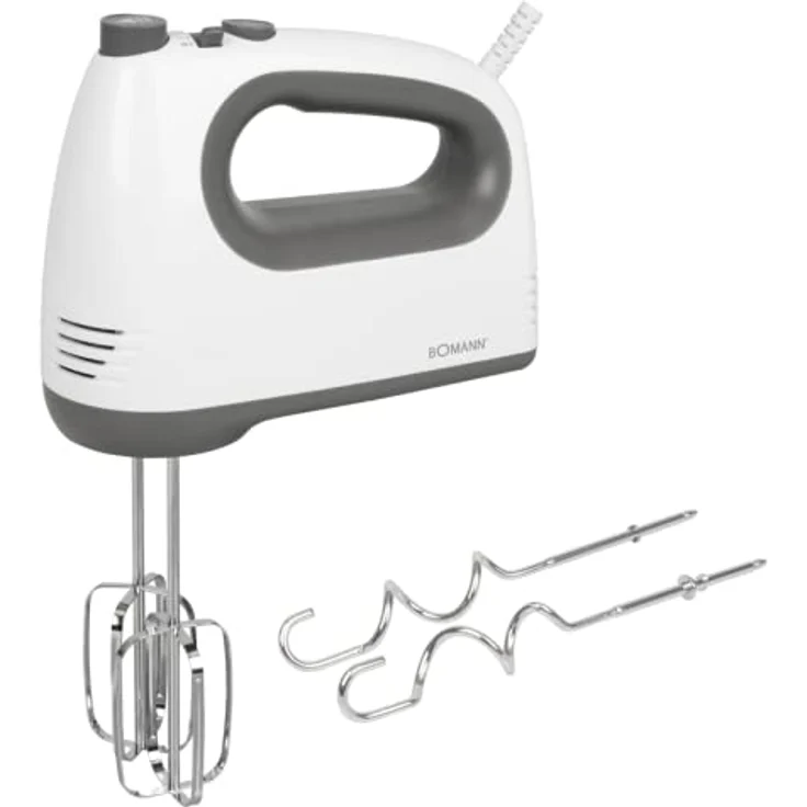 Bomann HM 6054 CB Handmixer, 400 Watt, 5 Geschwindigkeitsstufen, Turbostufe, Kunststoff, weiß, grau – Bild 2
