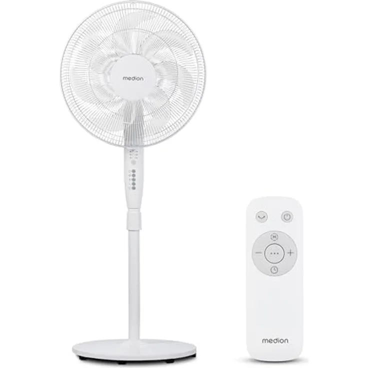 MEDION P21 SF Standventilator MD12069, Höhenverstellbar bis 130 cm, leise, 3 Geschwindigkeiten, Oszillation, Timerfunktion, mit Fernbedienung