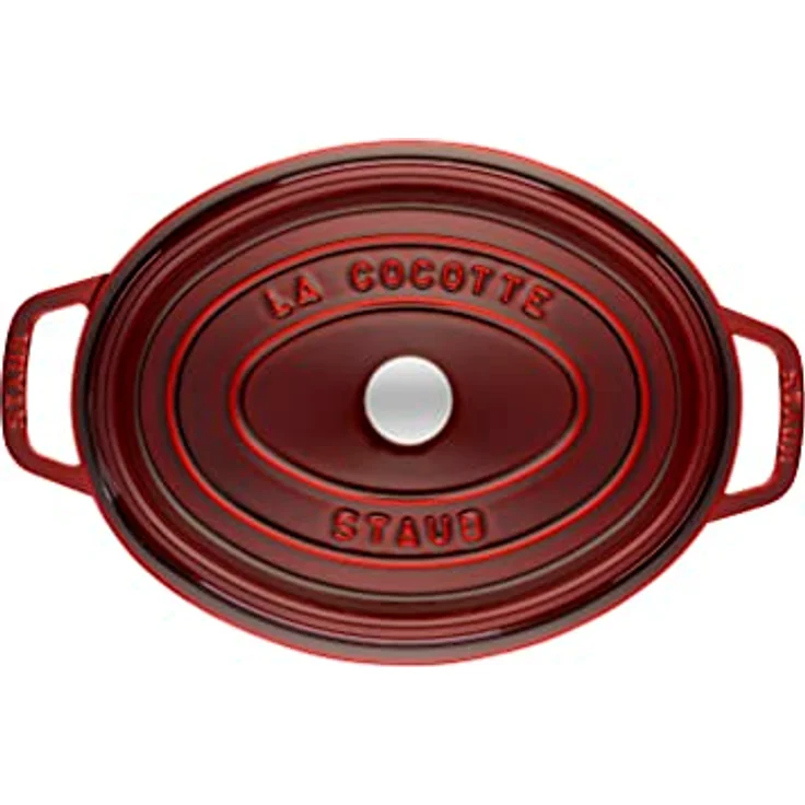Staub 1103187 Cocotte-Bräter, oval mit Deckel 31 cm, 5,5 L, mit mattschwarzer lierung im Inneren des Topfes, grenadine – Bild 5