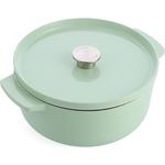 KitchenAid Cast Iron 26cm/5,2L Kasserolle mit Deckel, PFAS-freie Emaille Innenseite,Induktion,Ergonomischer Griff,Ofenfest bis 260°C,Pistachio